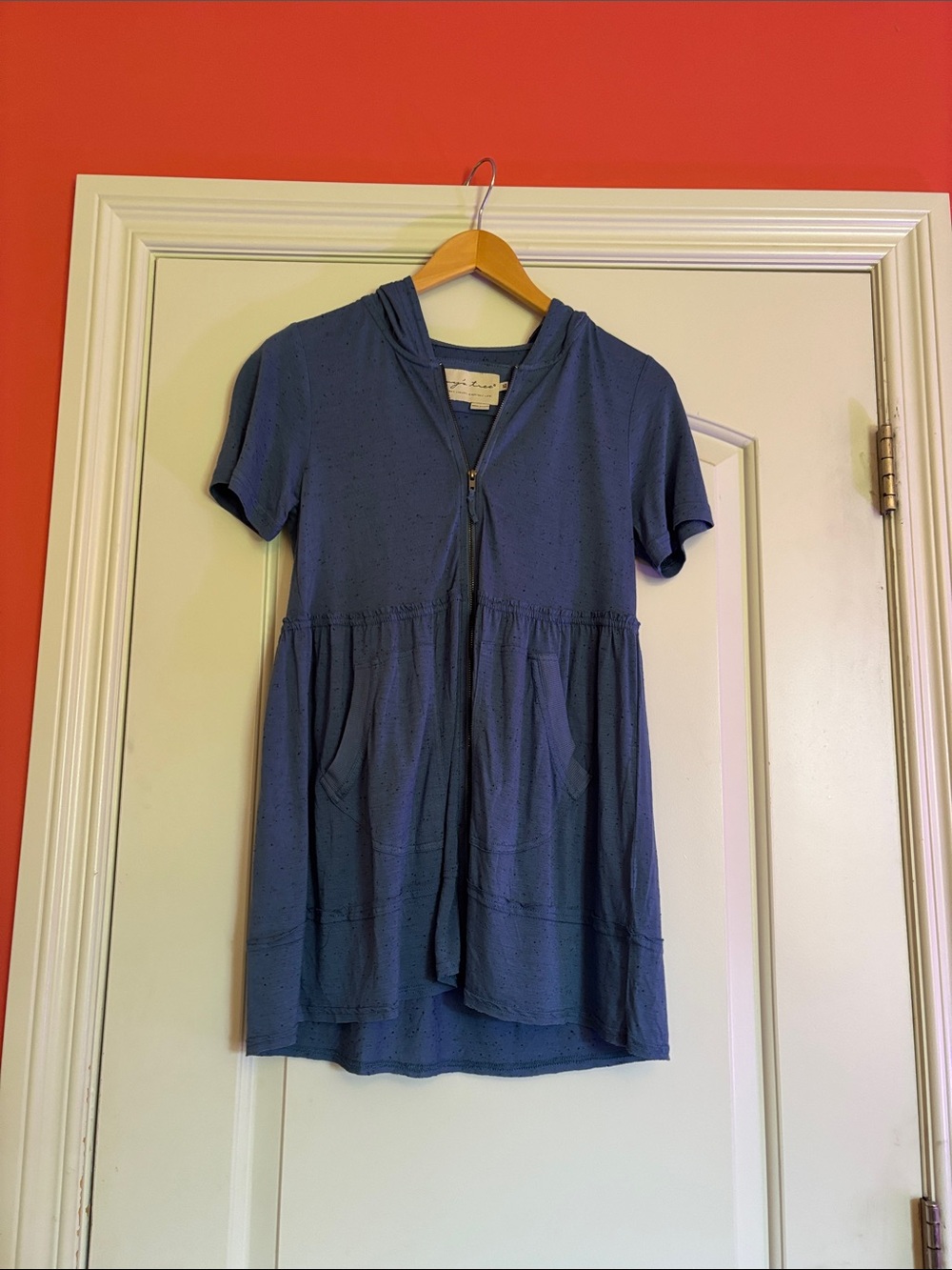 evy's tree Blue Short-Sleeve Hooded Tunic with Zip